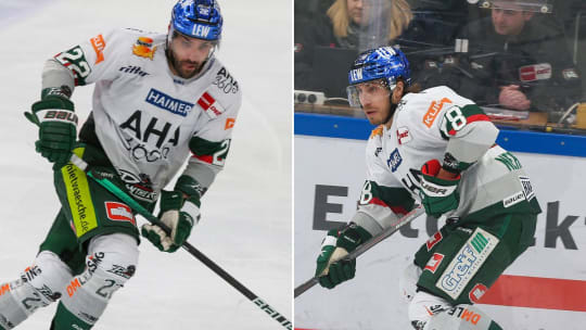 Werden den Augsburg Panther in den kommenden Wochen nicht zur Verfügung stehen: Scott Valentine (li.) und Chad Nehring.