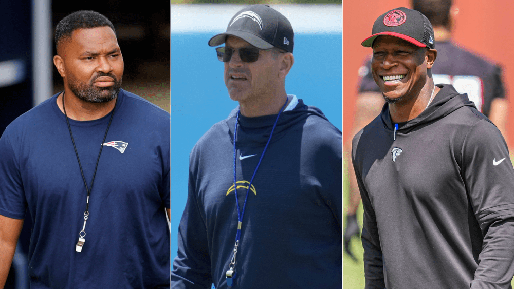 Jerod Mayo, Jim Harbaugh, Raheem Morris