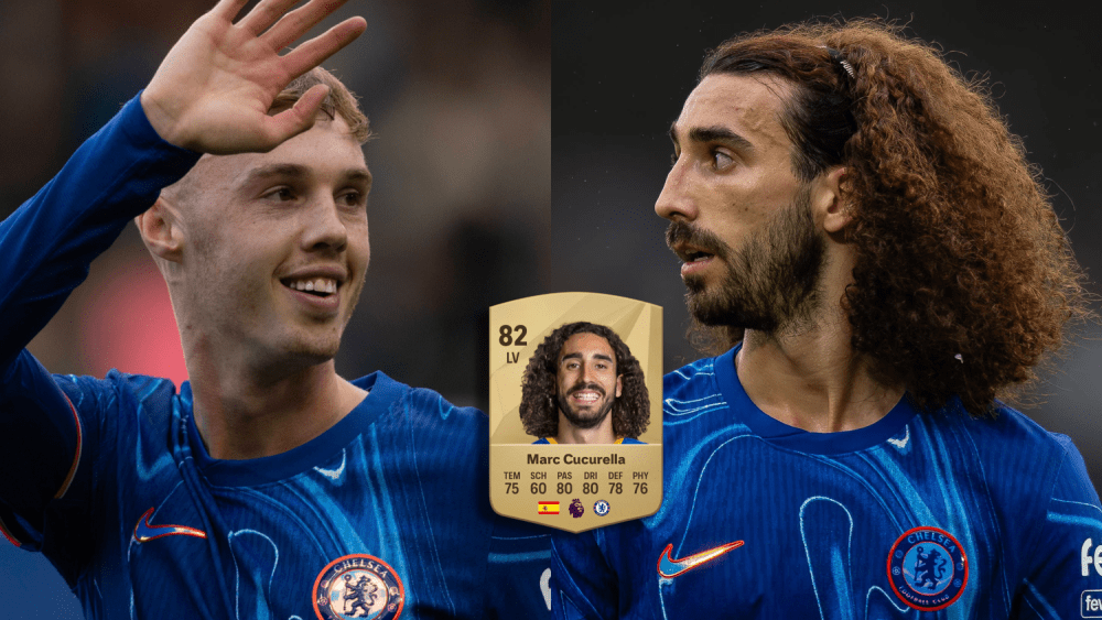 EA SPORTS hat einen Scherz von Cole Palmer (li.) über Marc Cucurella (re.) aufgegriffen.