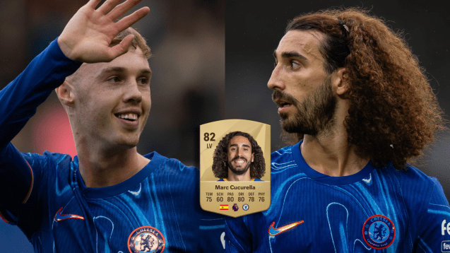 EA SPORTS hat einen Scherz von Cole Palmer (li.) über Marc Cucurella (re.) aufgegriffen.