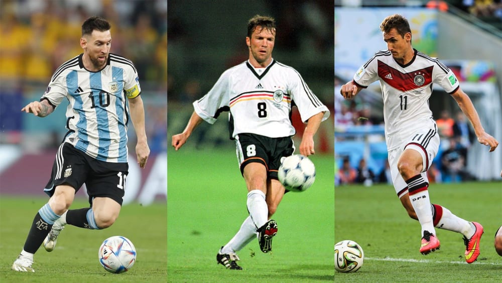 Lionel Messi, Lothar Matthäus, Miroslav Klose (v.l.)