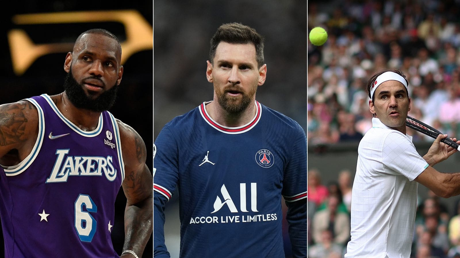 LeBron James, Lionel Messi, Roger Federer