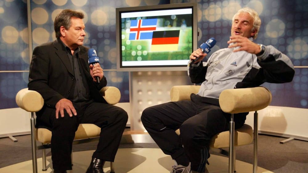 Führten am&nbsp;6. September 2003 ein inzwischen legendäres TV-Gespräch: Waldemar Hartmann (li.) und Rudi Völler.
