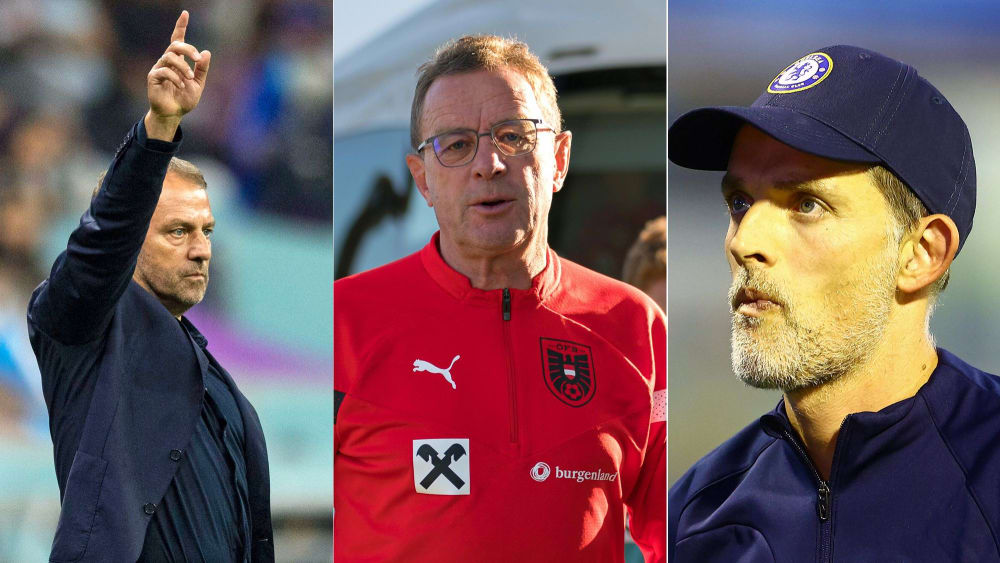 Viele offene Fragen beim DFB nach dem WM-Aus: Bundestrainer Hansi Flick, Ralf Rangnick und Thomas Tuchel.