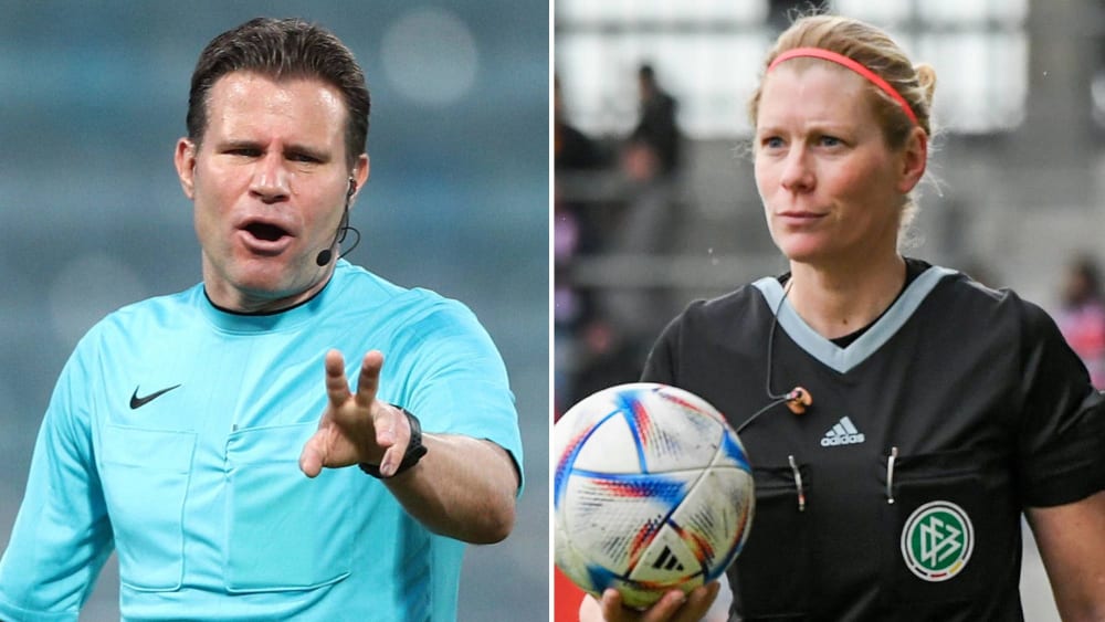 Schiedsrichter und Schiedsrichterin des Jahres 2023: Felix Brych (li.) und Mirka Derlin.