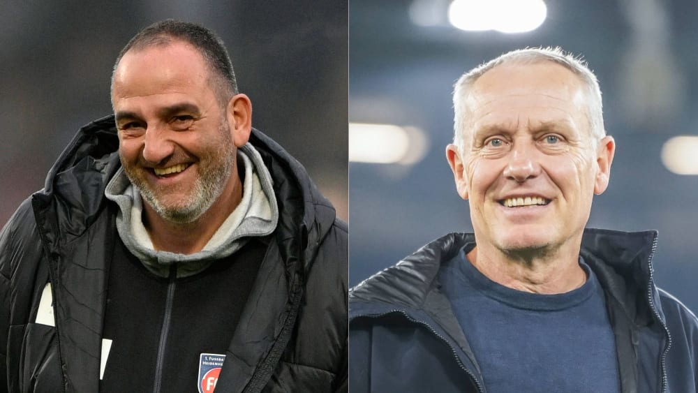 Beim kicker im Doppelinterview: Heidenheim-Trainer Frank Schmidt (li.) und Freiburg-Coach Christian Streich (re.).