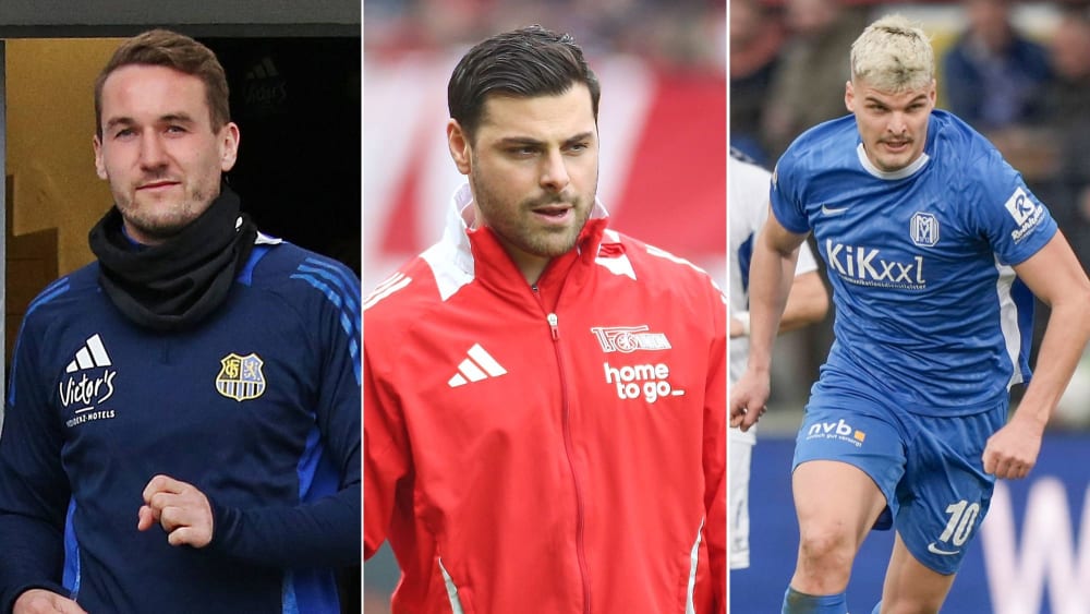 Julian Günther-Schmidt (li.) wechselt nach Aue, Kevin Volland (Mi.) zu 1860 München, Marek Janssen von Meppen nach Essen.