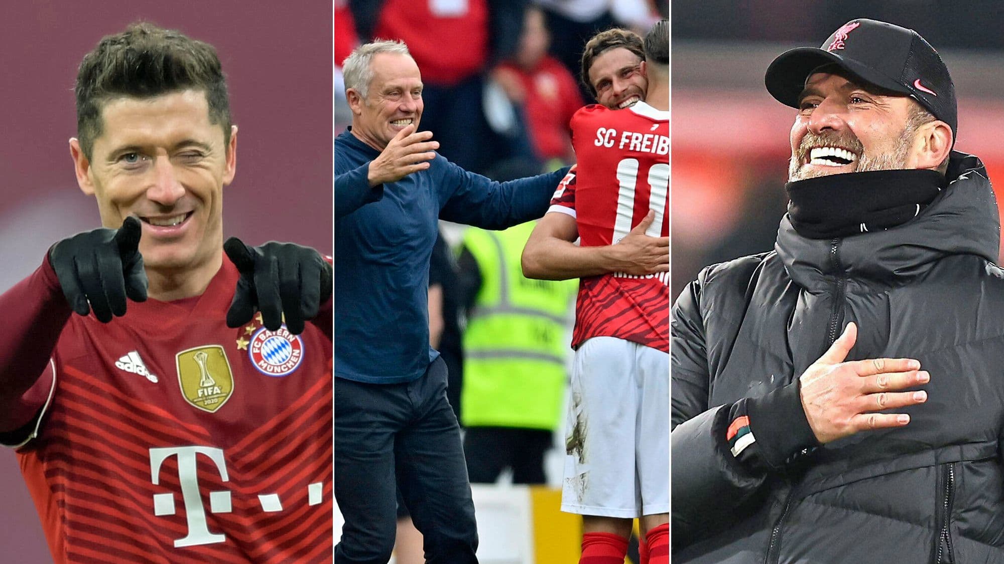 Robert Lewandowski, Christian Streich, Jürgen Klopp (v. li.)