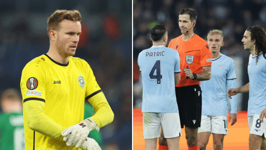 Im Fokus: Der deutsche Keeper Hendrik Bonmann (li.) und Referee Duje Strukan.