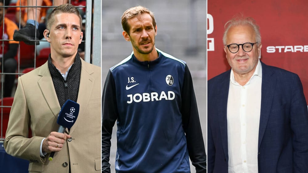 Nils Petersen (li.) und Fritz Keller (re.) prägten den SC Freiburg lange Zeit selbst. Nun beobachten sie gespannt, wie sich der Verein mit Julian Schuster (Mitte) entwickelt.