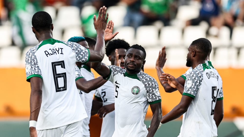 Stehen nach dem Sieg gegen Guinea-Bissau im Achtelfinale des Afrika-Cups: Nigerias Super Eagles.