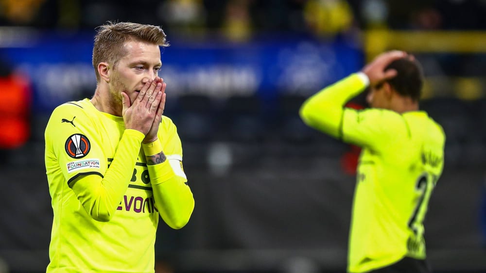 Entsetzen beim BVB: Dortmund um Kapitän Reus verlor das Hinspiel gegen die Rangers.