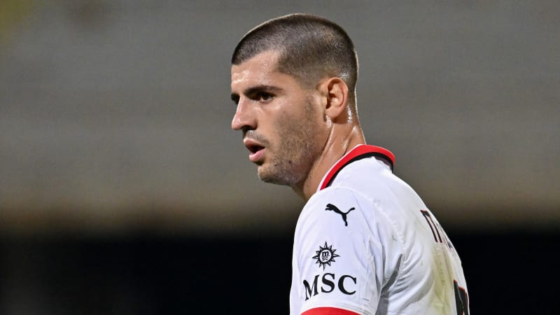 AC Milan's forward Alvaro Morata  during  ACF Fiorentina vs AC Milan, Italian soccer Serie A match in Florence, Italy, October 06 2024