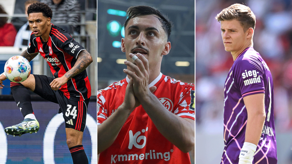 Am 4. September steht der Auftakt in der WM-Quali für das DFB-Team an. Mit dabei sind die drei Debütanten Nnamdi Collins, Paul Neben und Finn Dahmen (v. li.).