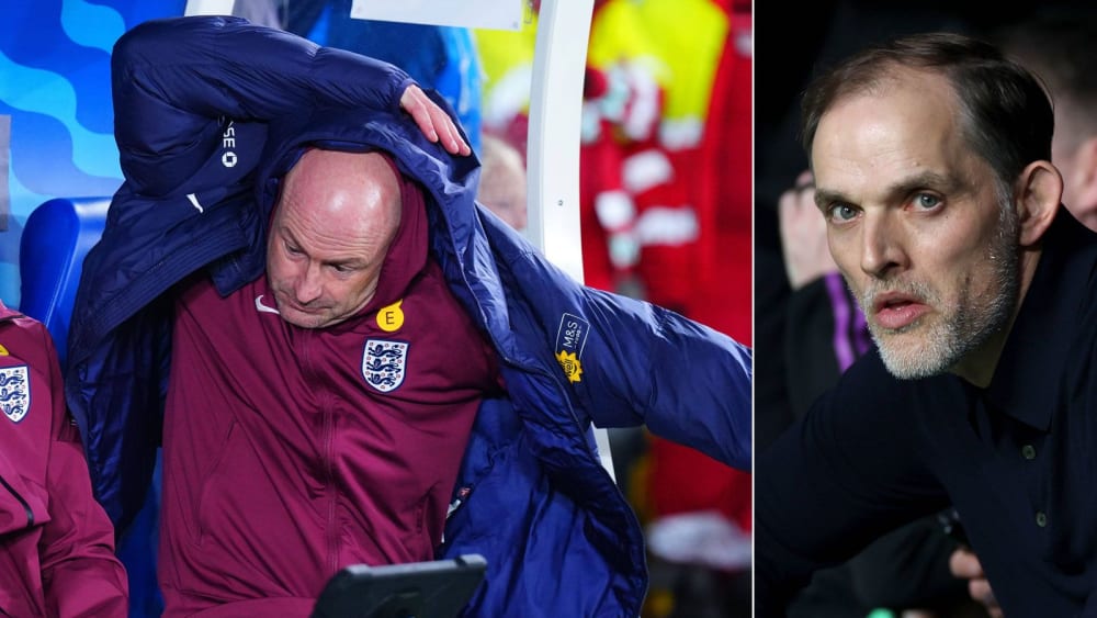 Lee Carsley (li.) frustriert die englischen Medien - übernimmt bald Thomas Tuchel bei den Three Lions?
