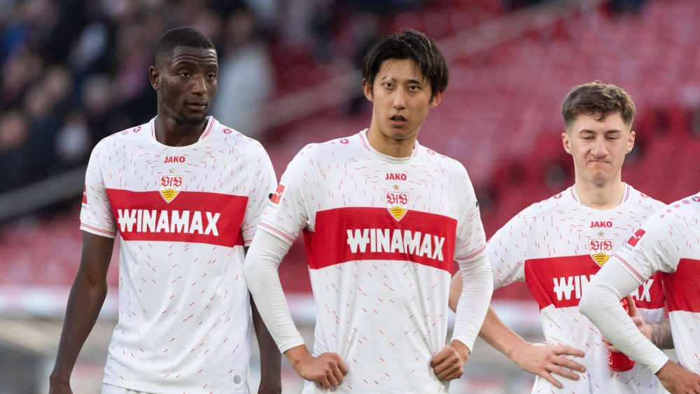 Mit dem 1:1 gegen Köln nicht zufrieden: Serhou Guirassy, Hiroki Ito, Angelo Stiller (v.li.).