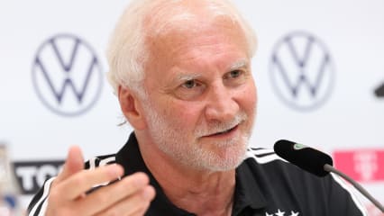 HERZOGENAURACH, GERMANY - JUNE 26: Rudi Völler, Sporting Director of DFB talks to the media during a press conference at adidas HQ Herzo-Base on June 26, 2024 in Herzogenaurach, Germany. (Photo by Alexander Hassenstein/Getty Images)