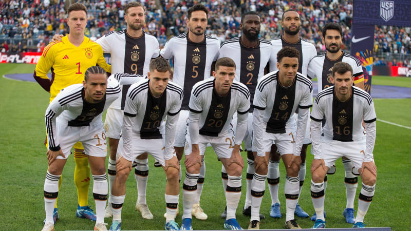 EAST HARTFORD, CT - OCTOBER 14: Germany players pose for pictures prior to the friendly match between USA and Germany on October 14, 2023, at Pratt & Whitney Stadium in East Hartford, CT. (Photo by M. Anthony Nesmith Icon Sportswire) SOCCER: OCT 14 USA vs Germany EDITORIAL USE ONLY Icon23101433