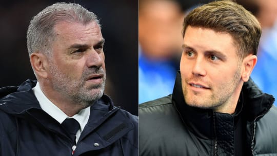 Ange Postecoglou (li.) sieht am Sonntag Fabian Hürzeler wieder - früher als erwartet.