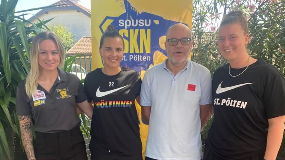 Zanglerin Alex Gowie, Kickerin Jennifer Klein, Wilfried Schmaus und Basketballerin Nina Krisper.