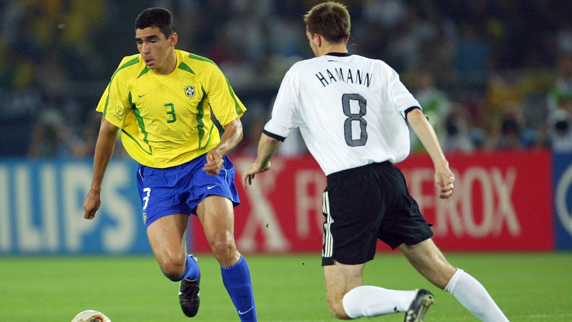 Lucio im Dress Brasiliens während des WM Finals 2002 gegen Deutschland.