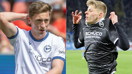 Bielefelder Säulen des Aufstiegs, aber nicht unklarer Zukunft: Marius Wörl (li.) und Julian Kania.