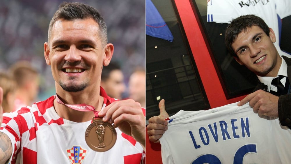 Heute und damals: Dejan Lovren, inzwischen WM-Vizeweltmeister 2018 und -Dritter 2022 (li.), wechselt wie schon 2010 nach Lyon.
