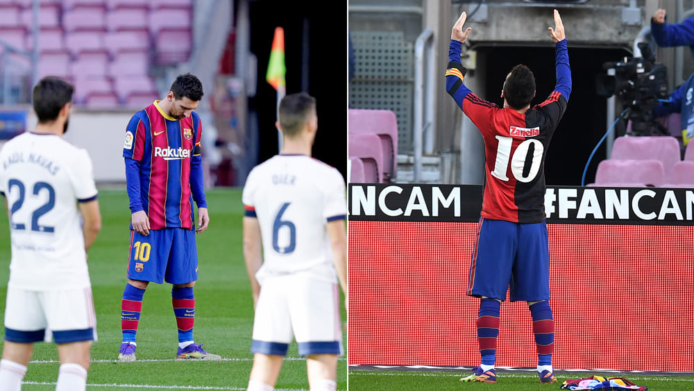 Emotionale Momente: Lionel Messi hatte f&#252;r Diego Maradona noch ein Abschiedsgeschenk parat.