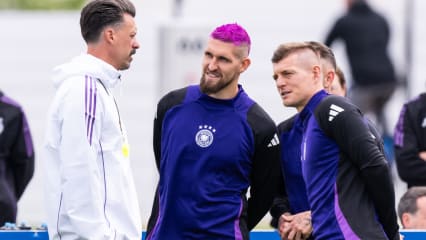 Neue Frisur, alte Aggressivität - so geht Robert Andrich (Mi., mit Sandro Wagner und Toni Kroos) das EM-Viertelfinale gegen Spanien an.