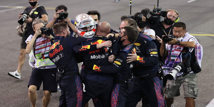 Große Emotionen nach dramatischem Sieg: Max Verstappen.