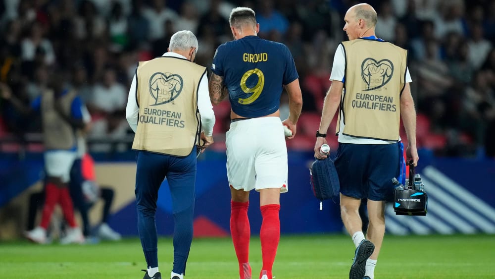 Steht den Franzosen im Test in Deutschland nicht zur Verfügung: Olivier Giroud (Mi.).