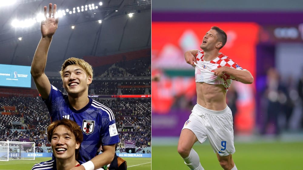 Kennen sich aus der Bundesliga: Japans Ritsu Doan (li.) und Kroatiens Andrej Kramaric.