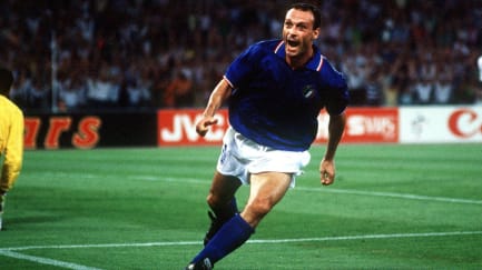 Eines von sechs Toren: Toto Schillaci bei der Weltmeisterschaft 1990 im Viertelfinale gegen Irland.