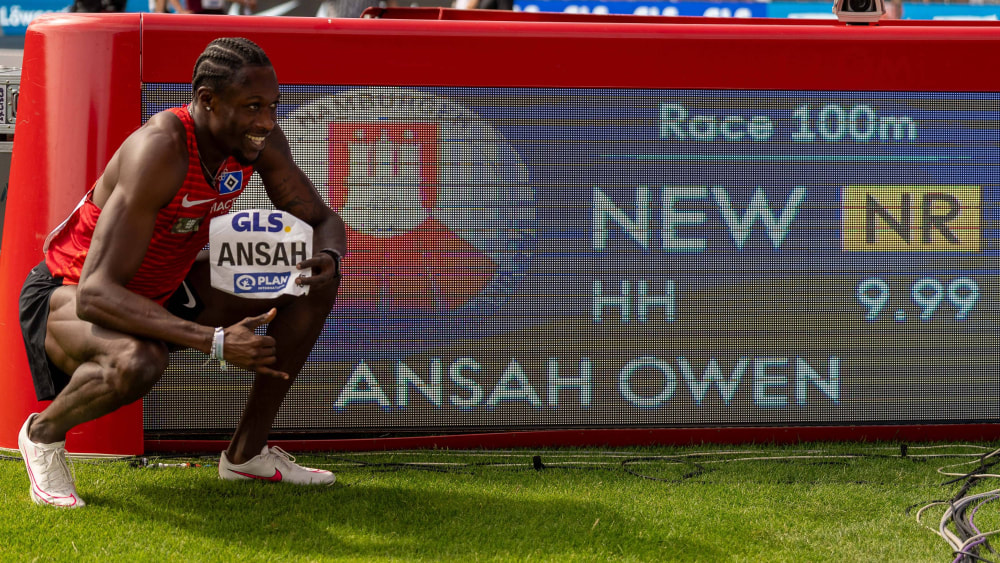 9,99 Sekunden über die 100 Meter: Owen Ansah stellt einen neuen deutschen Rekord auf.
