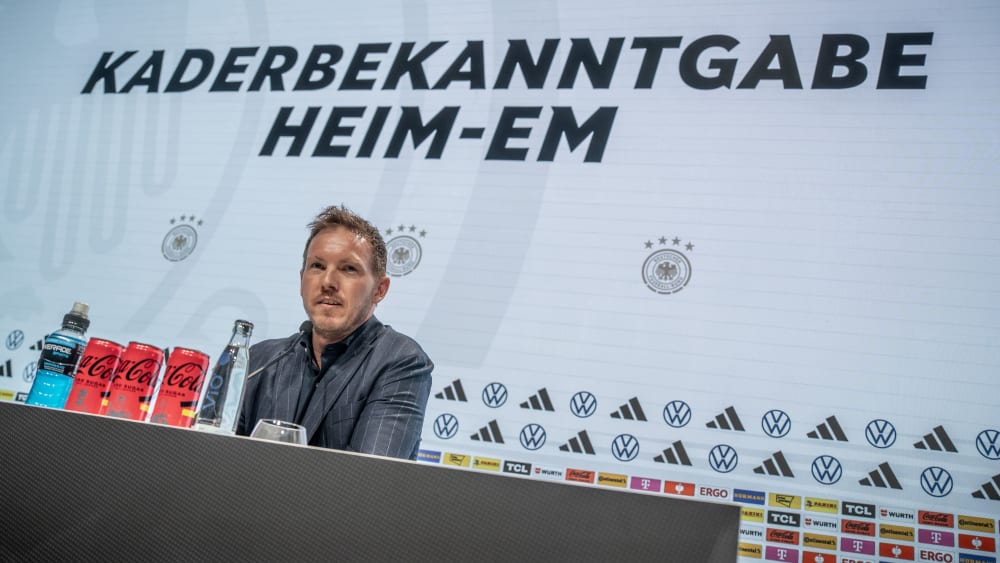 Einen Feldspieler wird er noch streichen: Bundestrainer Julian Nagelsmann am Donnerstag in Berlin.