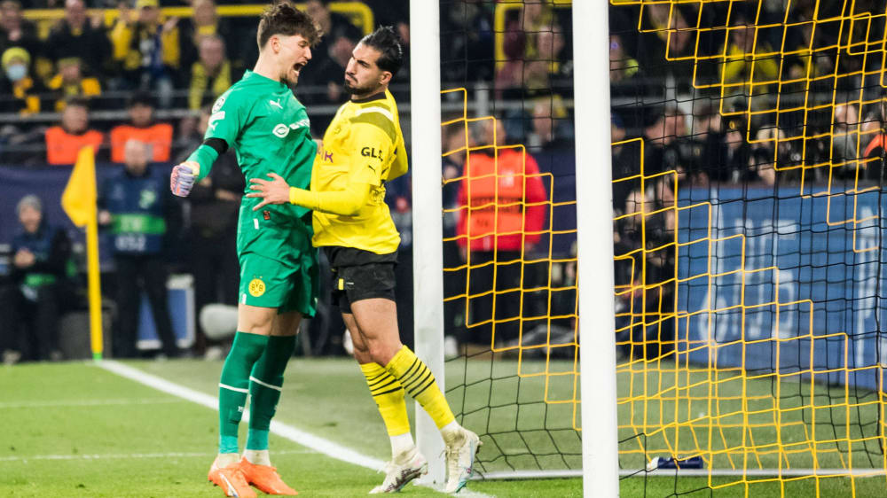 Brust raus: Dortmunds Emre Can und Gregor Kobel.