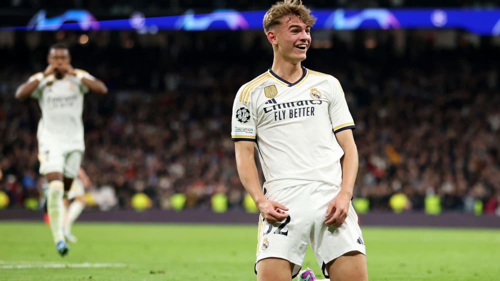 Ungläubige Freude: Reals Tor-Debütant Nico Paz.