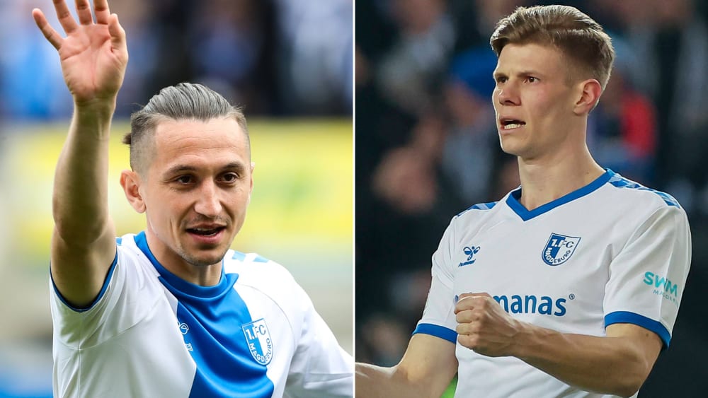 Während Luca Schuler (rechts) den 1. FC Magdeburg definitiv verlassen wird, ist die Zukunft von Baris Atik (links) offen.
