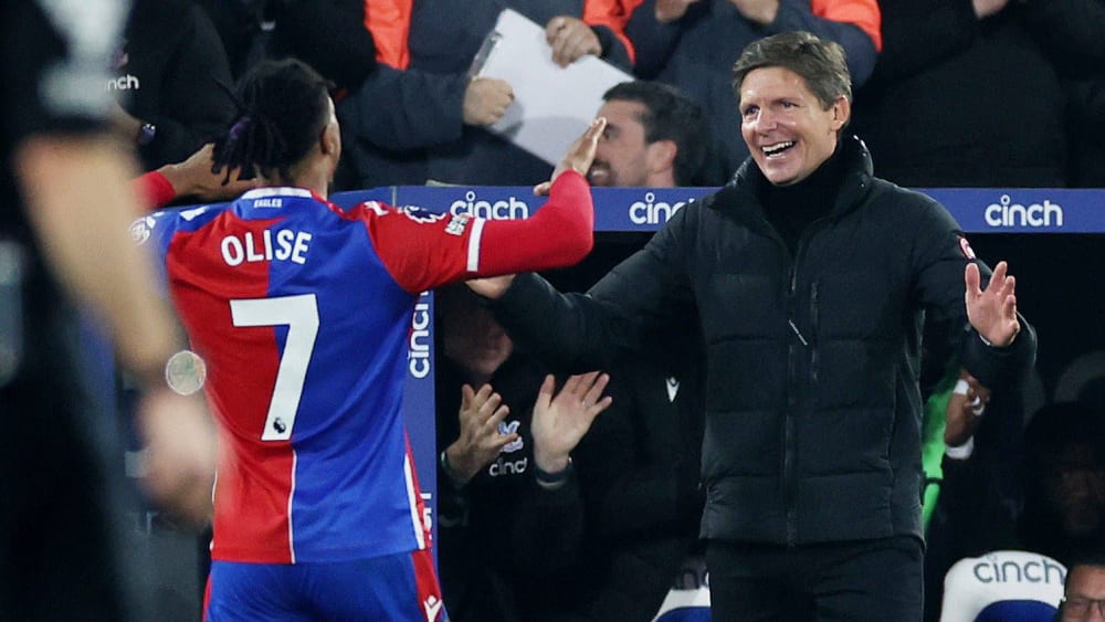 Michael Olise mit Ex-Trainer Oliver Glasner.
