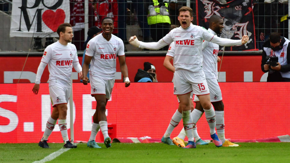 Mainzer Leihgabe: Der Kölner Luca Kilian (#15) freut sich über das 3:2 gegen seinen Stammverein.&nbsp;&nbsp;