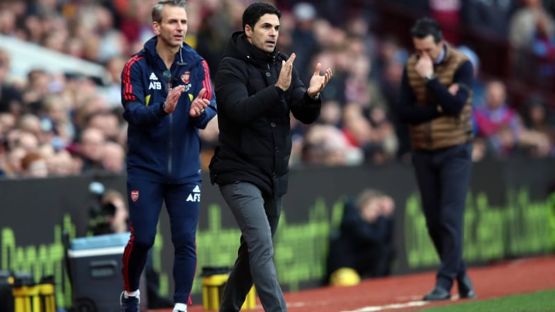 Aston Villa v Arsenal - Premier League - Villa Park Arsenal manager Mikel Arteta during the Premier League match at Villa Park, Birmingham. Picture date: Saturday February 18, 2023. EDITORIAL USE ONLY No use with unauthorised audio, video, data, fixture lists, club league logos or live services. Online in-match use limited to 120 images, no video emulation. No use in betting, games or single club league player publications. PUBLICATIONxNOTxINxUKxIRL Copyright: xIsaacxParkinx 71035843