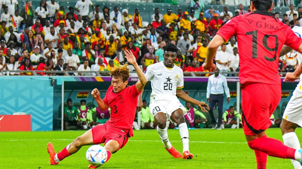 Wurde gegen Südkorea zu Ghanas Matchwinner: Mohammed Kudus (Mi.).&nbsp;