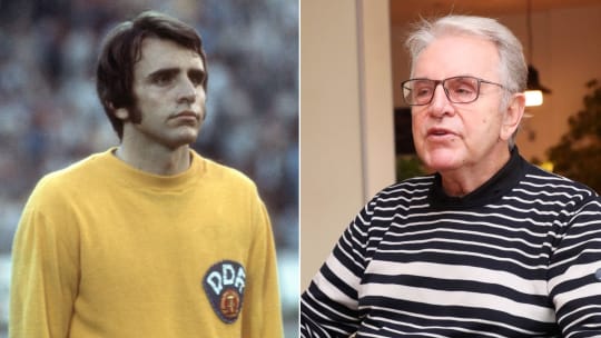 Torwart-Legende Jürgen Croy, 1974 (li.) und 2022.