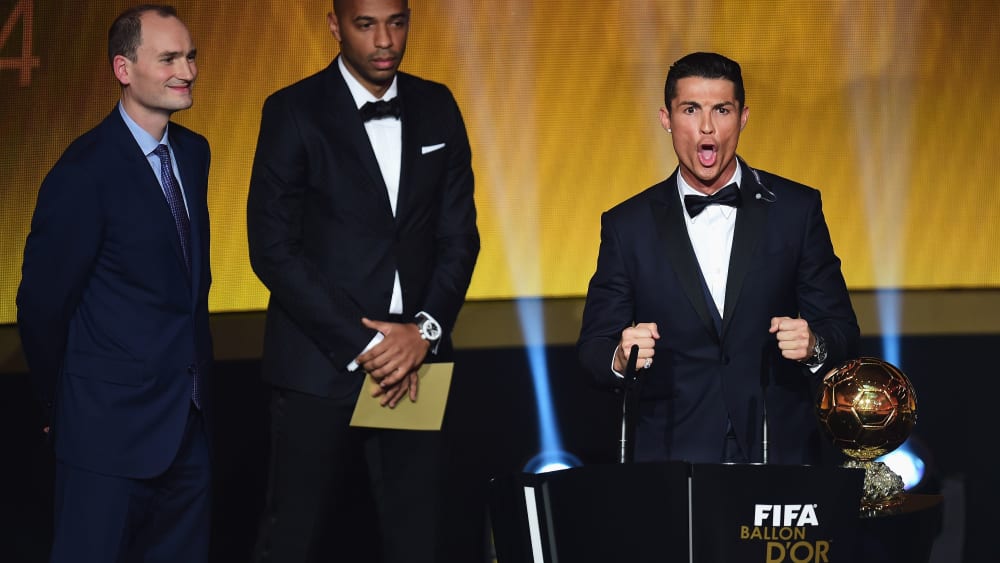 Ein Schrei, der noch immer durch die Stadien hallt: Cristiano Ronaldo bei der Wahl zum "FIFA Ballon d'Or" 2014.