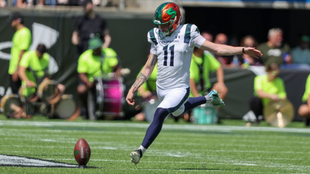 Der deutsche NFL-Kicker Dominik Eberle hat seinen Traum von der NFL noch nicht aufgegeben. Zuletzt war er im Einsatz für die Seattle Sea Dragons in der XFL.