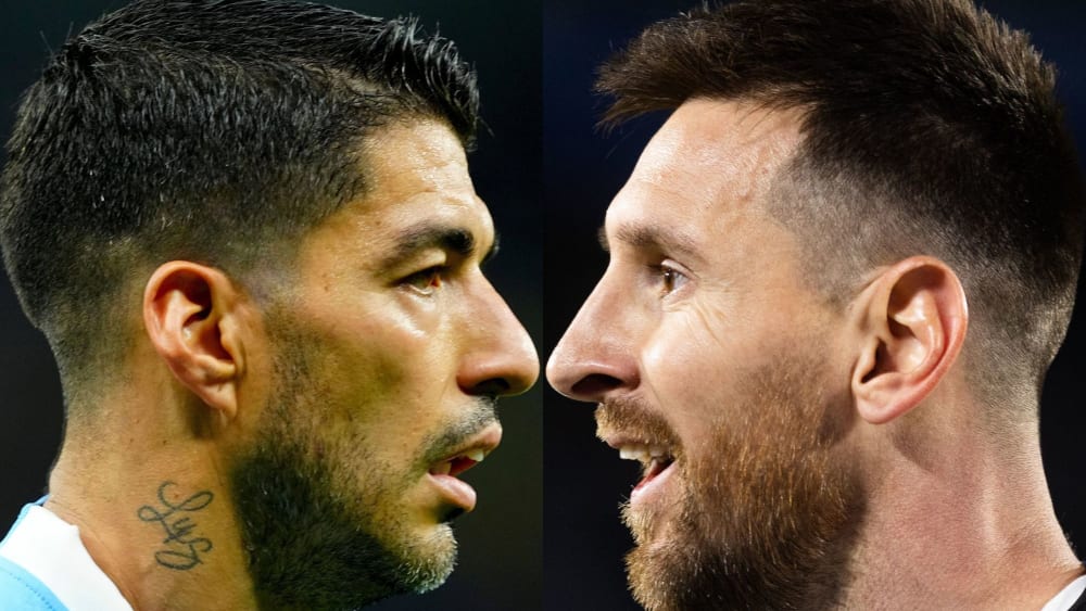 Duellieren sich mit ihren Nationalteams: Uruguays Luis Suarez (li.) und Argentiniens Lionel Messi.