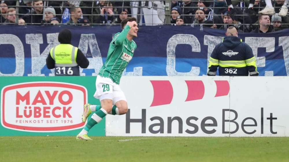 Rettete Lübeck in der Nachspielzeit einen Punkt gegen Bielefeld: Mats Facklam.