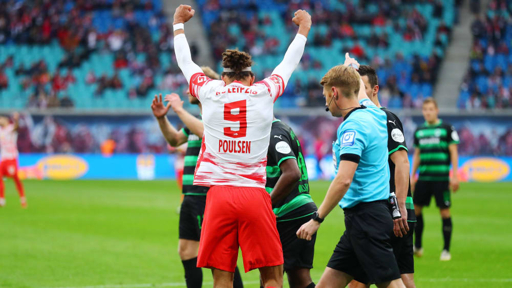 Leipzigs Yussuf Poulsen sorgte im Spiel gegen Fürth für die Wende.