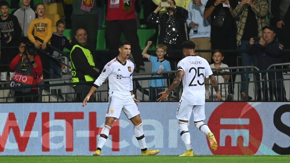 Torschützen unter sich: Cristiano Ronaldo (li.) und Jadon Sancho schossen ManUnited in Tiraspol zum Sieg.