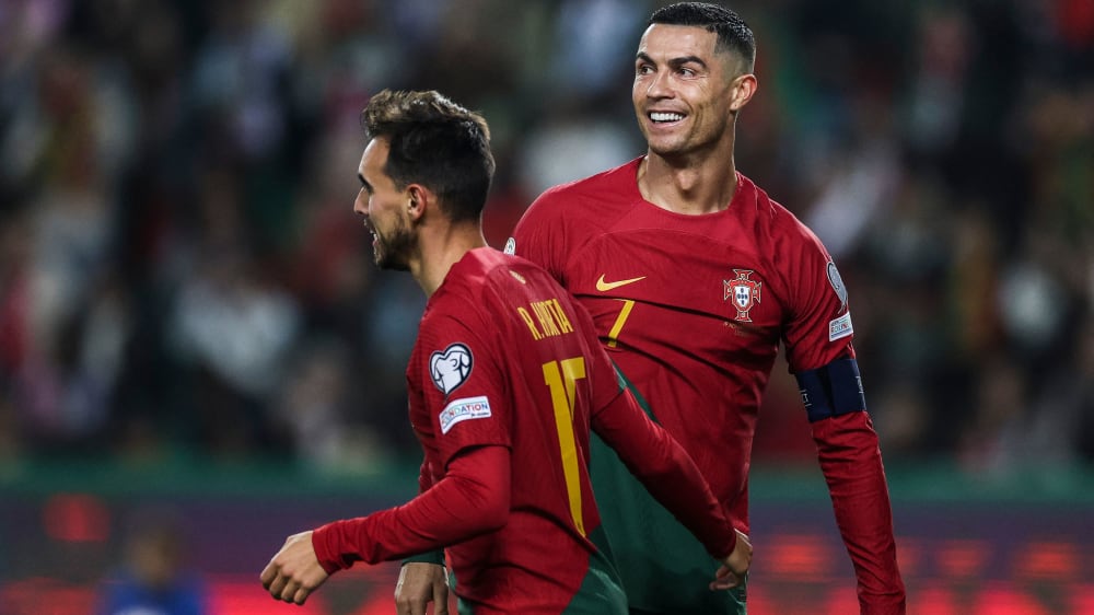 Auch ohne Treffer zum Abschluss der EM-Qualifikation strahlend unterwegs: Portugals Cristiano Ronaldo.